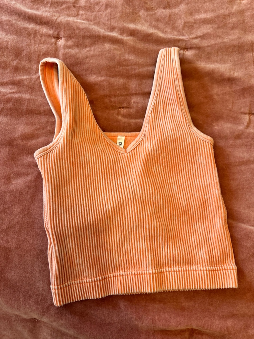 Zenana Ribbed V-Neck Tank Top /bralette Peach